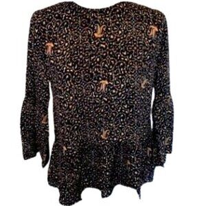 Madewell 100% silk bell sleeve peplum Fiesta Paisley blouse size s NWOT